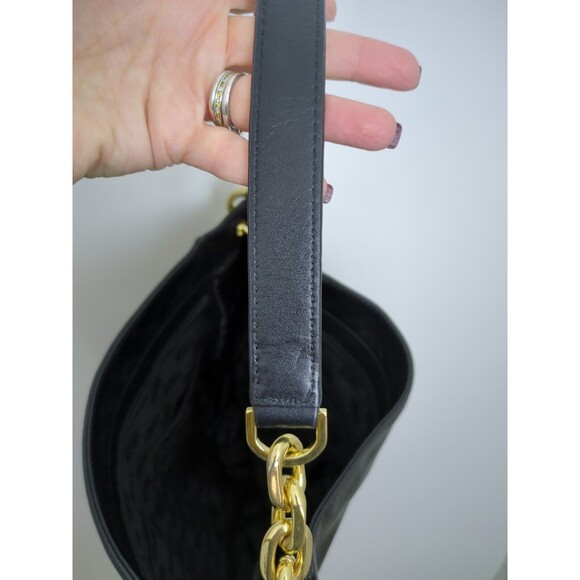Michael Kors Stanthorpe Large Black Leather Shoulder Bag Gold Chain Strap NWT - Picture 15 of 16